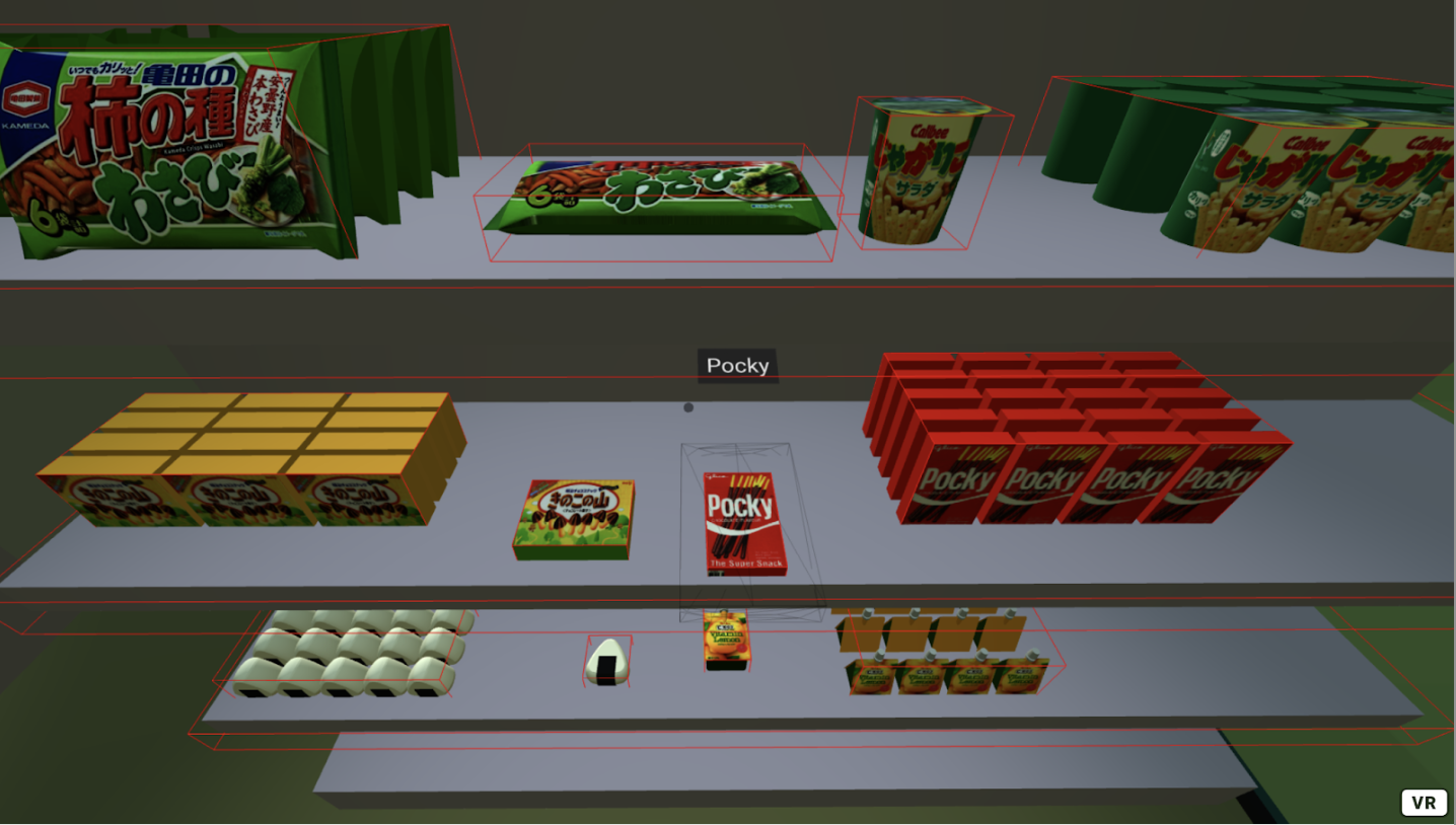 Three convenience store shelves with six Japanese products